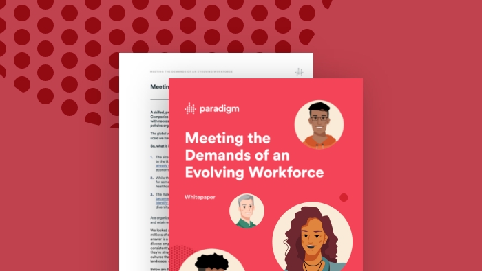 Cover page of meeting the demands of an evolving workforce report against a red background