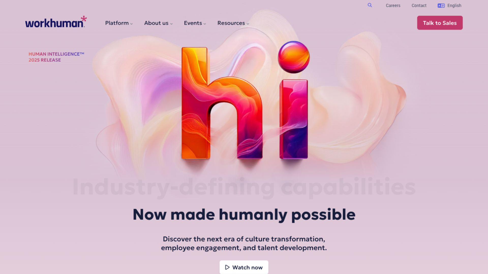 A screenshot of Workhuman’s website home page