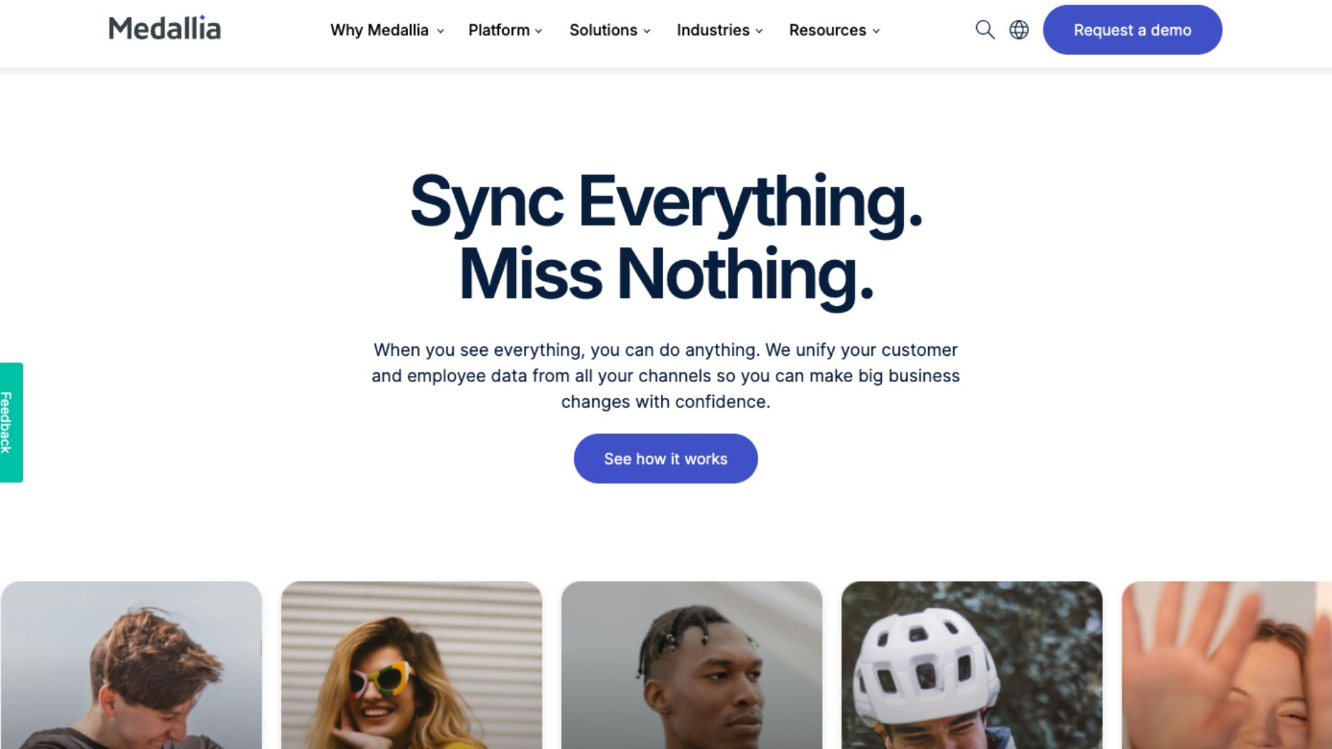 A screenshot of Medallia’s website home page
