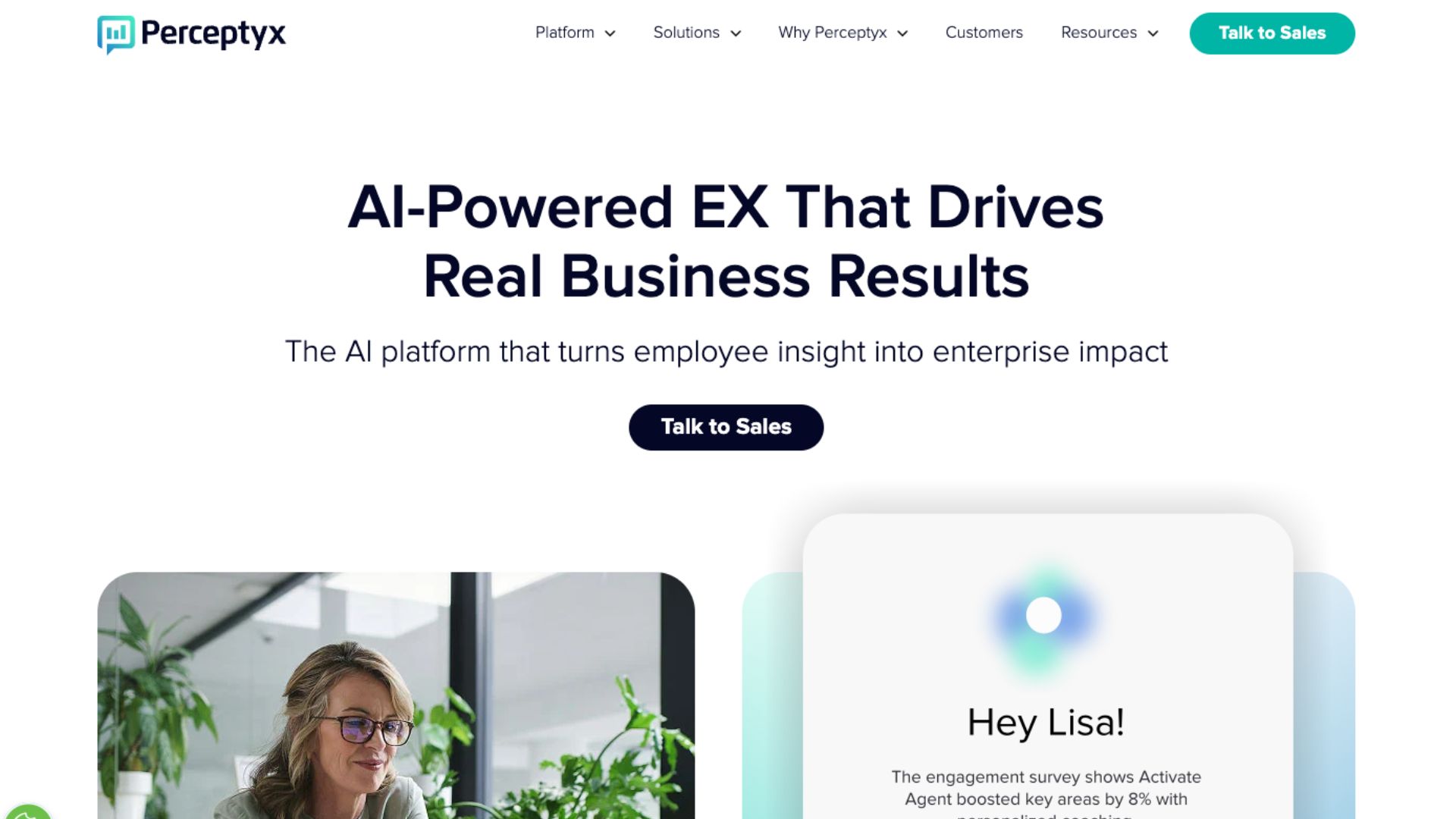 A screenshot of Perceptyx’s website home page