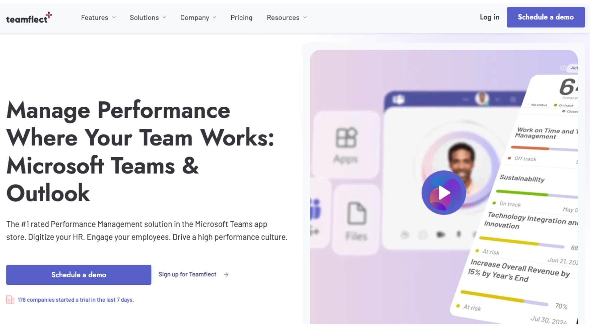 A screenshot of Teamflect’s website home page