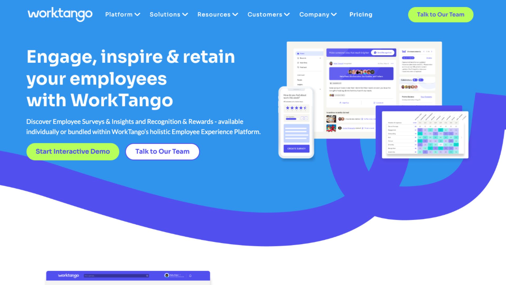 A screenshot of WorkTango’s website home page