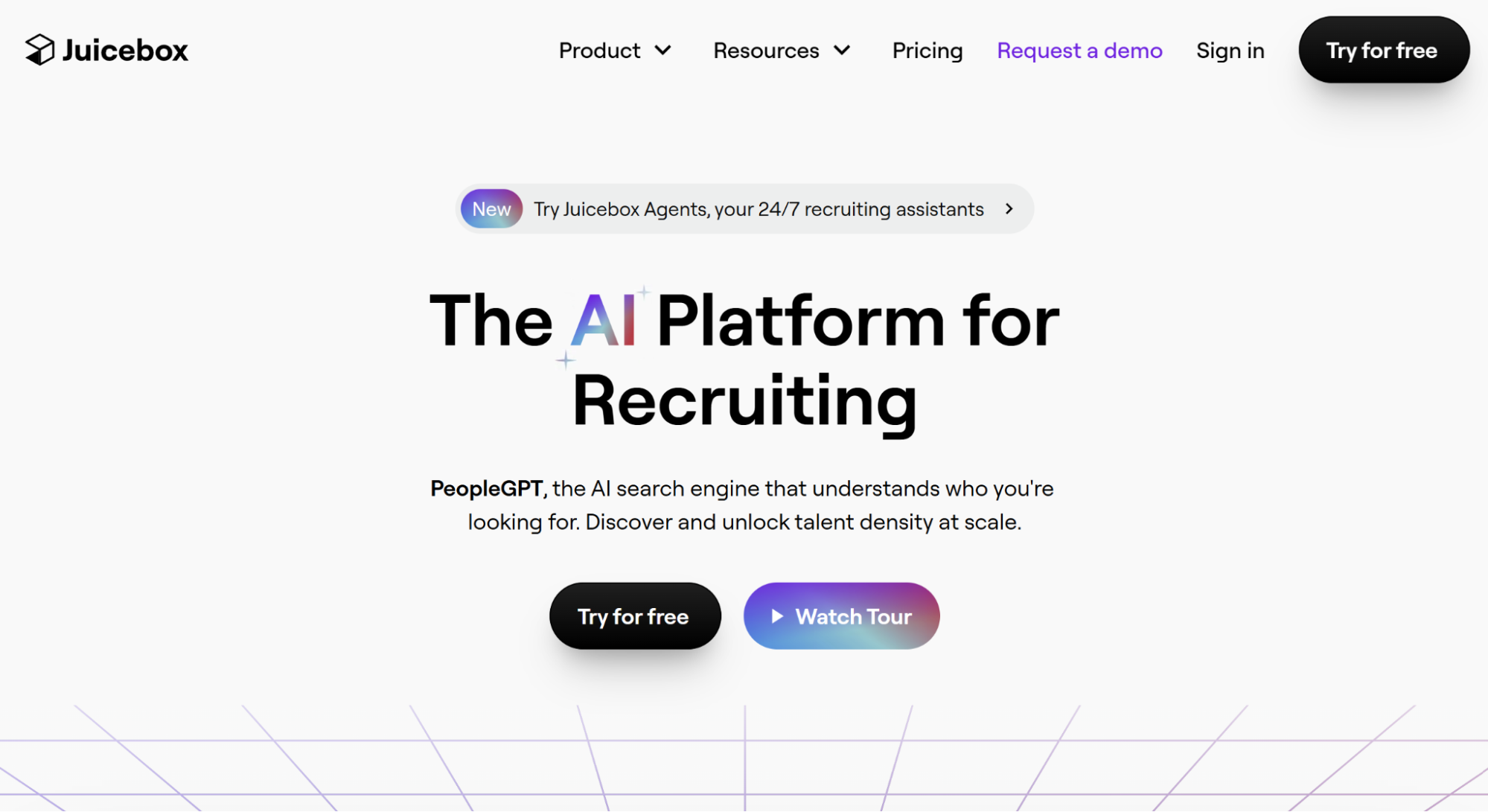 A screenshot of Juicebox website home page