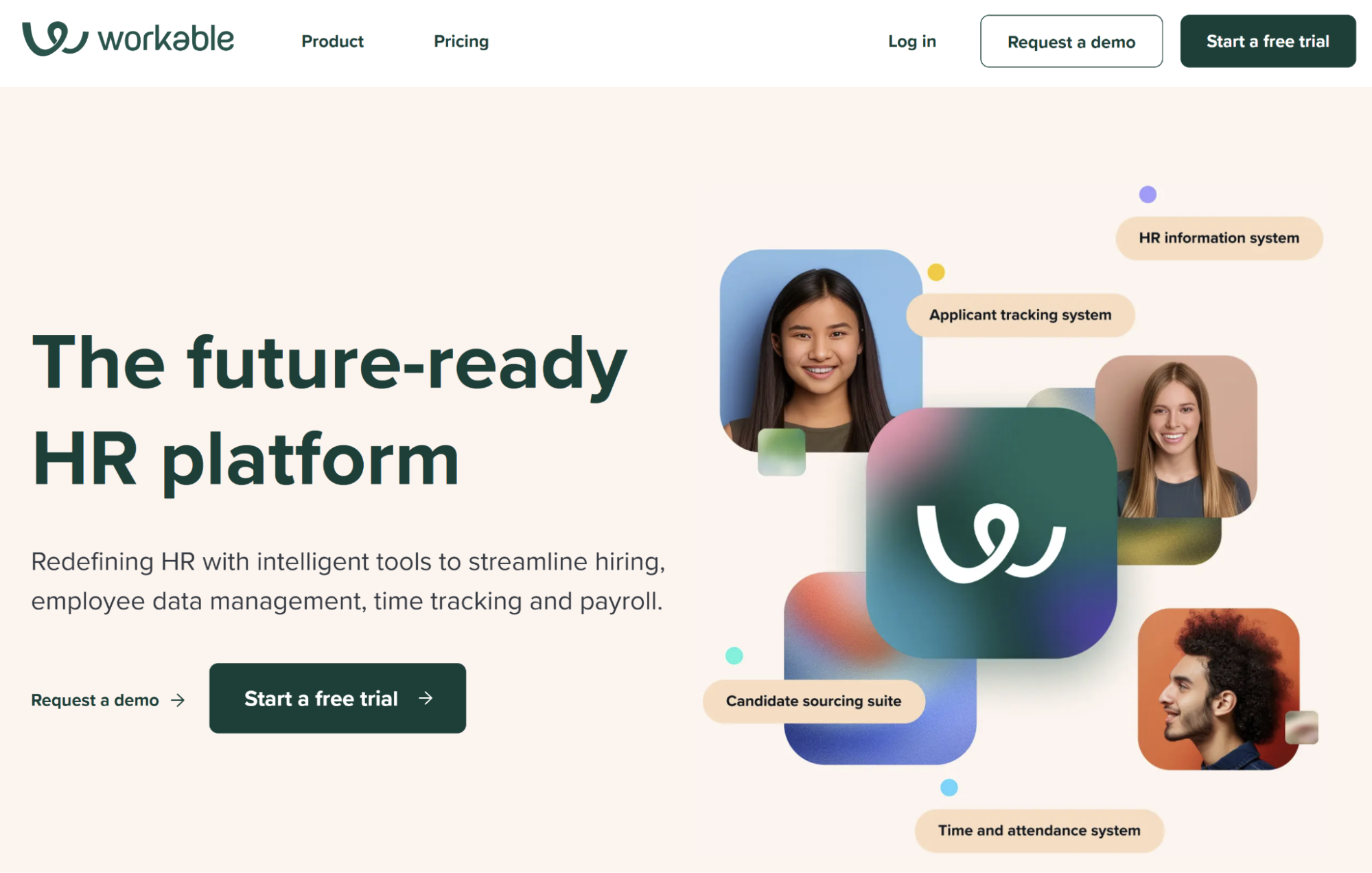 A screenshot of Workable’s website home page