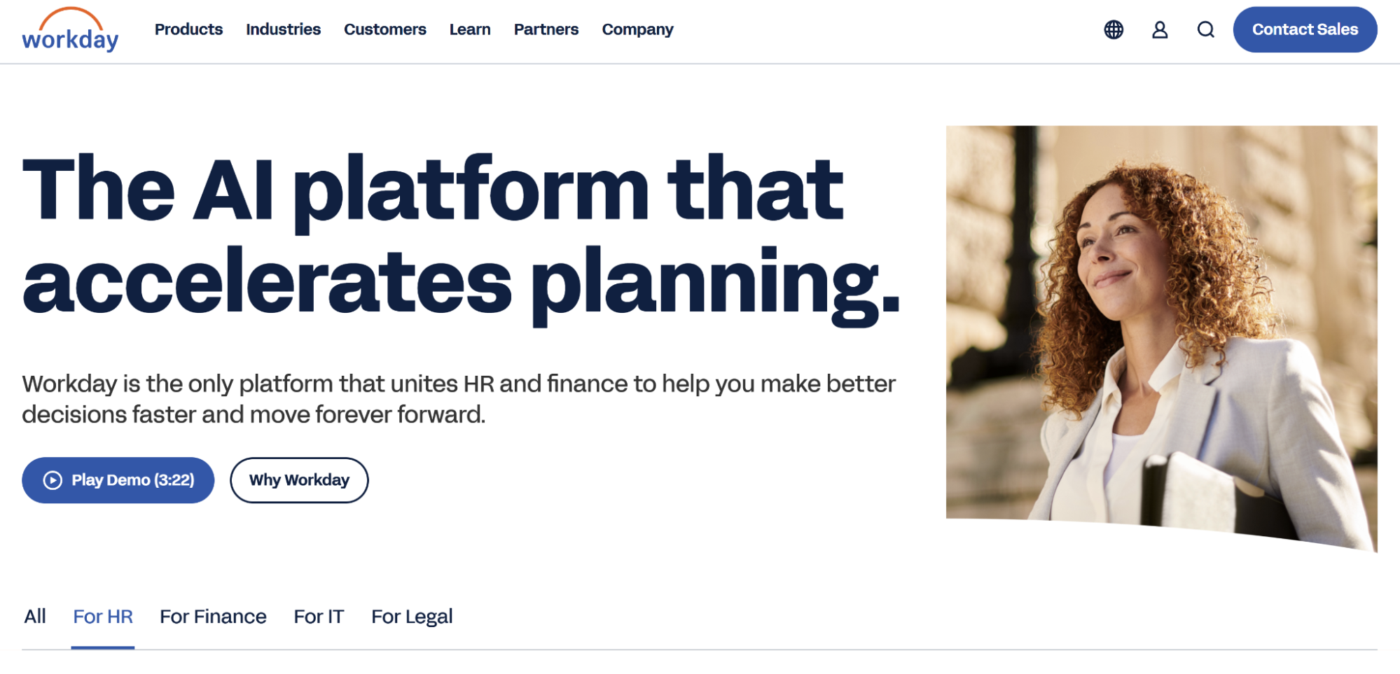 A screenshot of Workday’s website home page